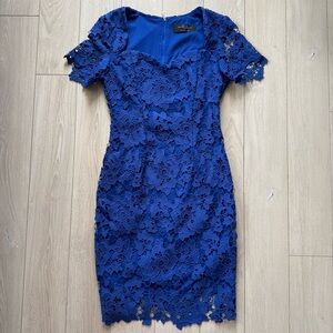 Paper Dolls London Lace Sweetheart Neckline Dress Royal Blue Size 6 Petite